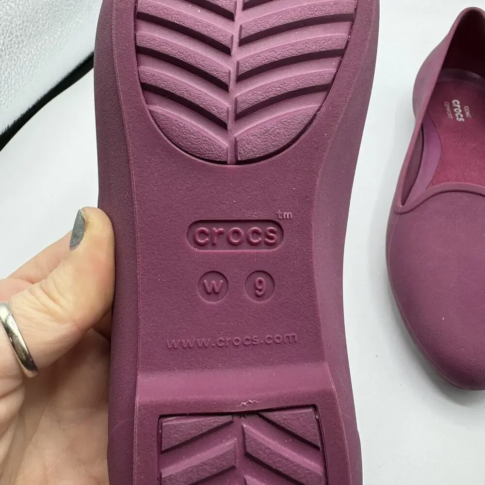 Crocs Eve Ballet Iconic Comfort Pointed Flats Magenta Pink Slip On Size 9 - Picture 8 of 8